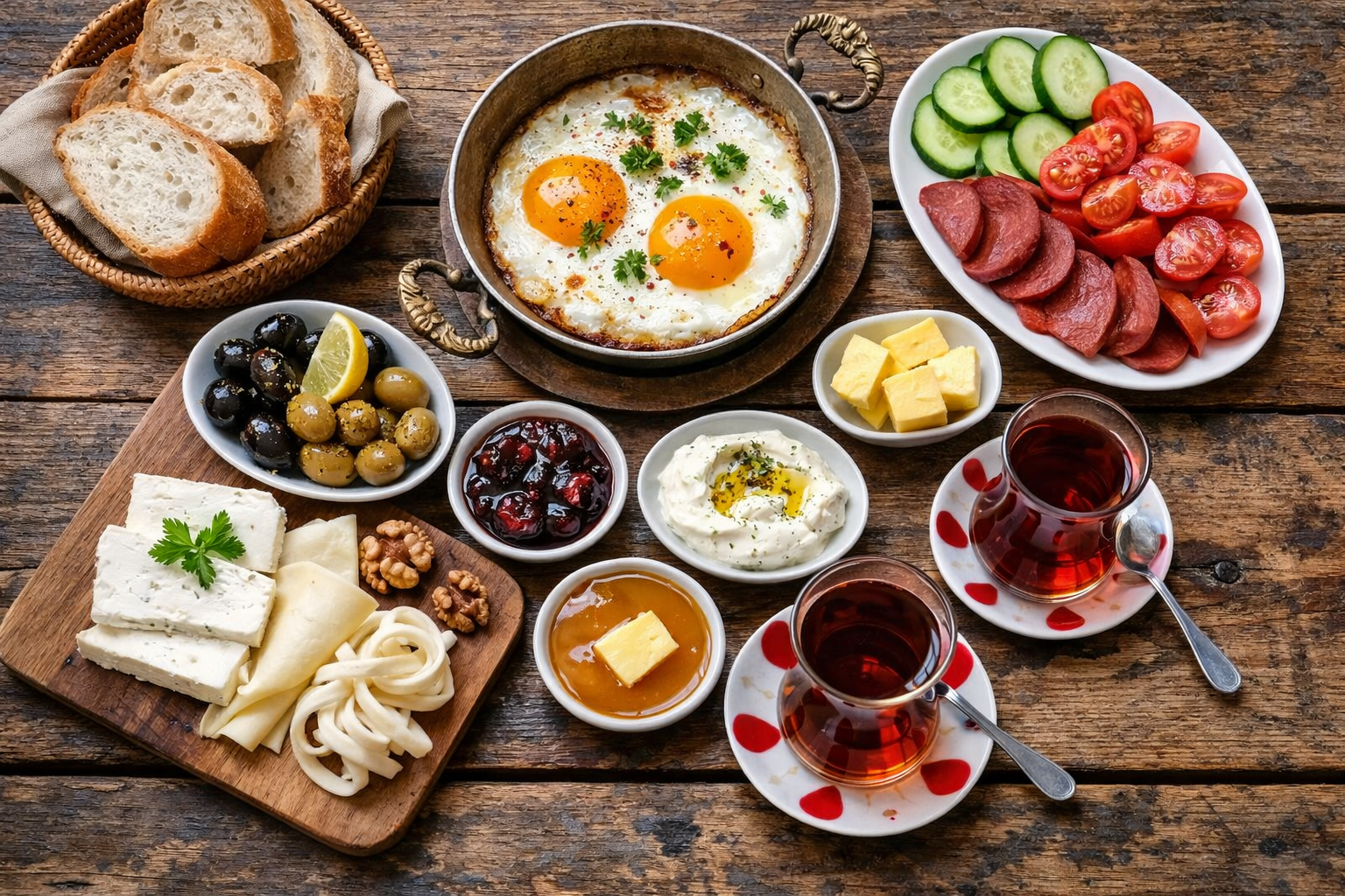 Yemek fotoğrafında tepeden çekim açısı